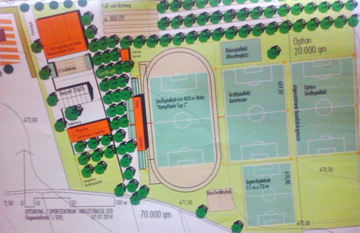 Die Pläne zu einem neuen Sportzentrum an der Kreuzstraße. 